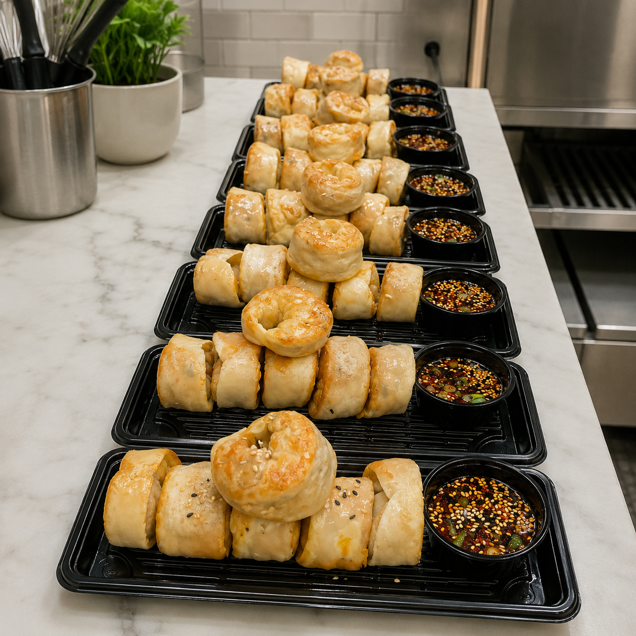 Kimchi Dumpling with Spicy Soy Sauce (6 Pieces)